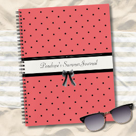 Vibrant Sunset Coral Polka Dot Summer Journal Notizblock