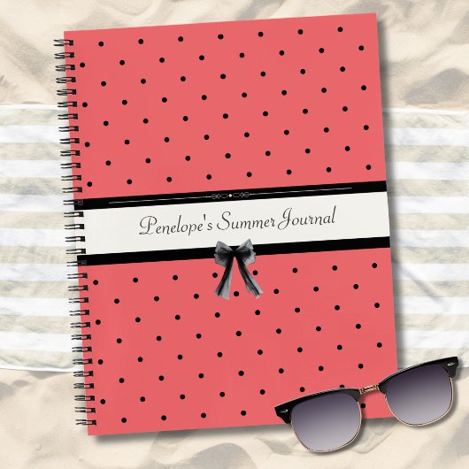 Vibrant Sunset Coral Polka Dot Summer Journal Notizblock