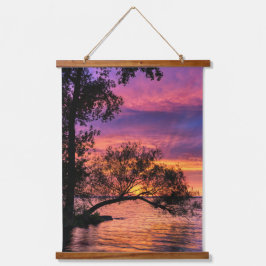 Vibrant Sunset Over Tranquil Waters Wall Art Wandteppich Mit Holzrahmen
