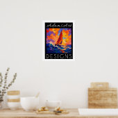 Vibrant Sunset Segelboot Ozean Impressionist Poster (Küche)
