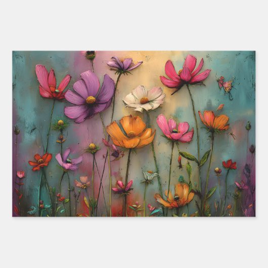 VIBRANT SURREAL FLORAL DECORATIVE PAPIER SET (Vorderseite)