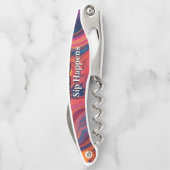 Vibrant Swirl Design Funny Sip Happens Beer Kellnermesser (Rückseite)