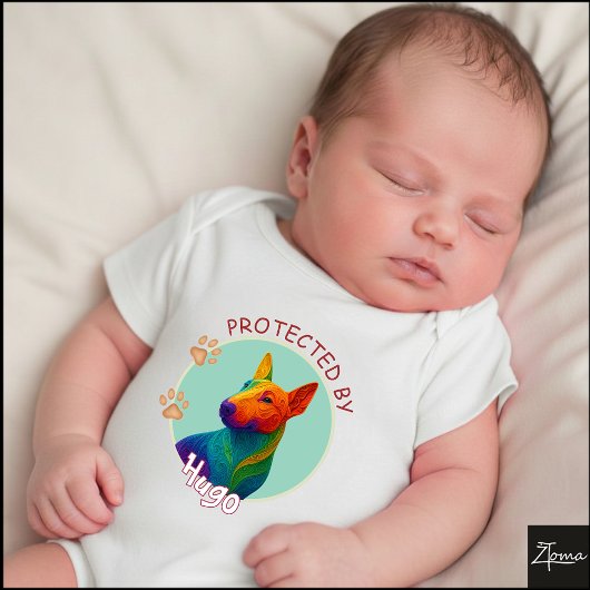 Vibrant Swirl Quilled Bull Terrier dog Portrait Baby Strampler