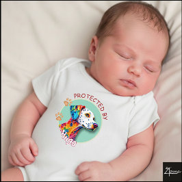 Vibrant Swirl Quilled Dalmatian Dog Portrait Baby Strampler