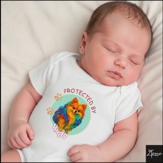 Vibrant Swirl Quilled Pomeranian dog Portrait Baby Strampler