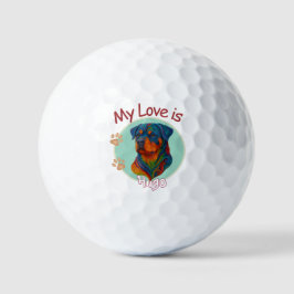Vibrant Swirl Quilled Rottweiler dog Portrait Golfball