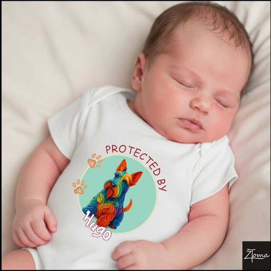 Vibrant Swirl Quilled Scottish Terrier dog Portrai Baby Strampler