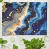 Vibrant Swirls of Blue and Gold 1 Geschirrtuch (Gefaltet)