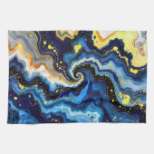 Vibrant Swirls of Blue and Gold 1 Geschirrtuch (Horizontal)