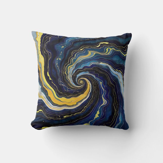 Vibrant Swirls of Blue and Gold 2 Kissen (Vorderseite)