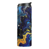 Vibrant Swirls of Blue and Gold 4 Thermosbecher (Nach links gedreht)