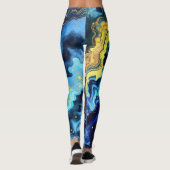Vibrant Swirls of Blue and Gold 7 Leggings (Rückseite)