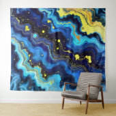 Vibrant Swirls of Blue and Gold 7 Wandteppich (Beispiel (Horizontal))