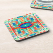 Vibrant Symmetry Geo-Abstract Panel Getränkeuntersetzer (Linke Seite)