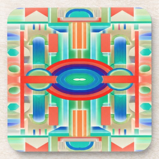 Vibrant Symmetry Geo-Abstract Panel Getränkeuntersetzer (Vorderseite)