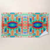 Vibrant Symmetry Geo-Abstract Panel Strandtuch (Vorderseite)