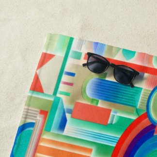 Vibrant Symmetry Geo-Abstract Panel Strandtuch