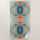 Vibrant Symmetry Geo-Abstract Panel Strandtuch (Vorderseite)