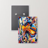 Vibrant Symphony: Abstract Violinist Art Button (Vorderseite/Rückseite)