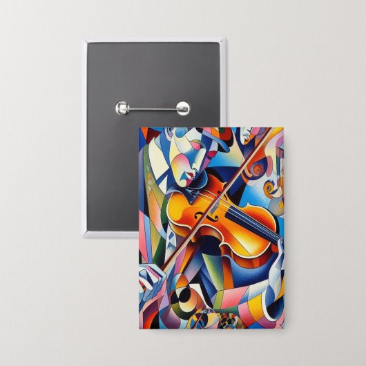 Vibrant Symphony: Abstract Violinist Art Button (Vorderseite/Rückseite)