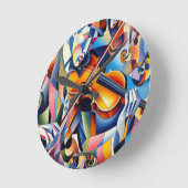 Vibrant Symphony: Abstract Violinist Art Runde Wanduhr (Winkel)
