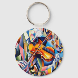 Vibrant Symphony: Abstract Violinist Art Schlüsselanhänger