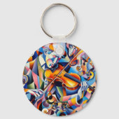 Vibrant Symphony: Abstract Violinist Art Schlüsselanhänger (Rückseite)
