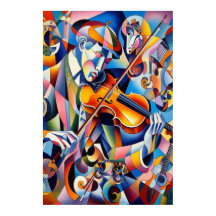 Vibrant Symphony: Abstrakte Violinistin-Kunst