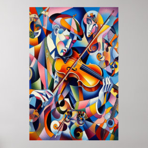 Vibrant Symphony: Abstrakte Violinistin-Kunst Poster