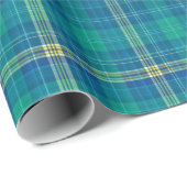 Vibrant Teal and Mariner Plaid Geschenkpapier (Rolleneckpunkt)