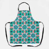 Vibrant Teal and Salmon Geometric Kaleidoscope Pat Schürze (Vorderseite)