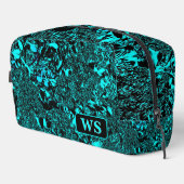 Vibrant Teal Monogram Toiletry Bag Waschbeutel (Rechte Ecke)