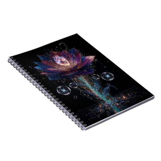Vibrant Tech Blossom: Herz der Lichtkunst Notizblock (Rechte Seite)
