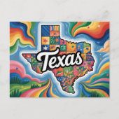 Vibrant Texas Conceptual Map Art Postkarte (Vorderseite)