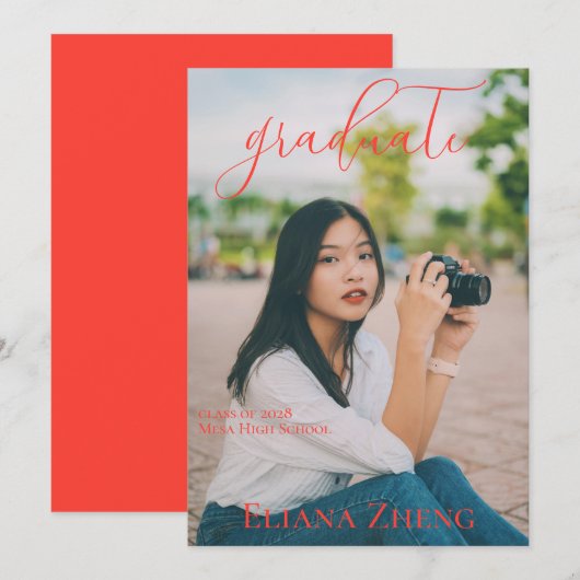 Vibrant Text and Photo Graduation Announcement (Vorne/Hinten)