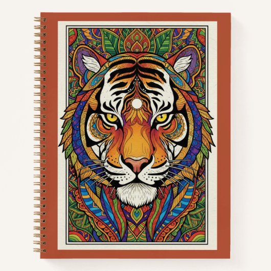 Vibrant Tiger Zentangle Art Nooracle Journal Notizblock (Vorderseite)