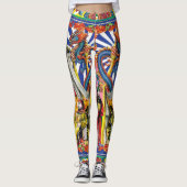 Vibrant Traditional Asian Dragon & Folk Art Design Leggings (Vorderseite)