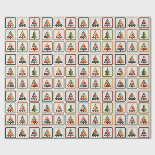 Vibrant Tree Grid for Christmas Cheer Geschenkpapier (Flach)