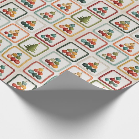 Vibrant Tree Grid for Christmas Cheer Geschenkpapier (Ecke)