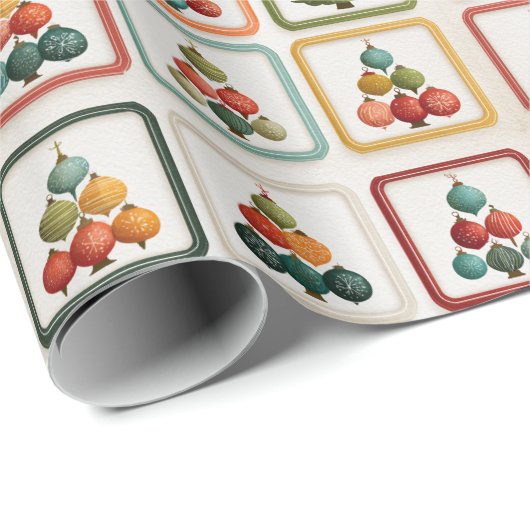 Vibrant Tree Grid for Christmas Cheer Geschenkpapier (Rolleneckpunkt)