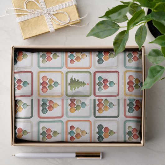 Vibrant Tree Grid for Christmas Cheer Seidenpapier (Geschenk)