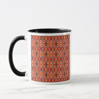 Vibrant Tribal Fusion Geometric Symmetry Pattern Tasse