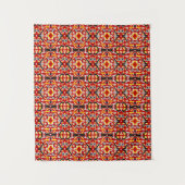 Vibrant Tribal Fusion Geometric Symmetry Pattern Wandteppich (Vorderseite)