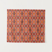 Vibrant Tribal Fusion Geometric Symmetry Pattern Wandteppich (Vorderseite (Horizontal))