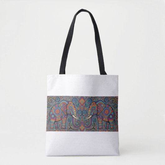 Vibrant Tribal Spirit elephants Tote Bag Tasche (Vorderseite)