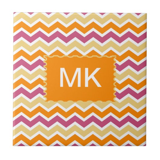 Vibrant Tribal ZigZag Fliese (Vorderseite)