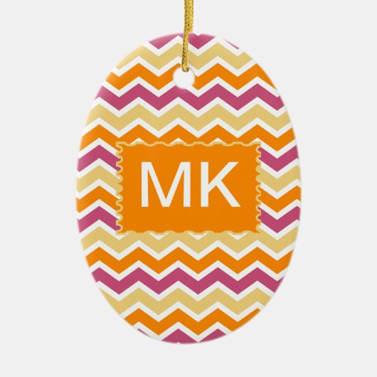 Vibrant Tribal ZigZag Keramik Ornament (Vorne)