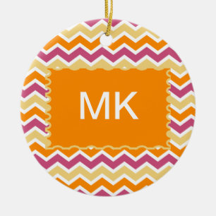 Vibrant Tribal ZigZag Keramik Ornament