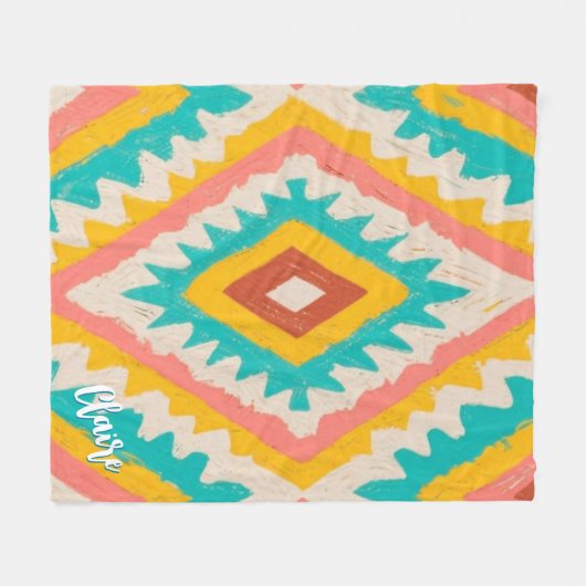 Vibrant Tribe, Bold Geometric Boho Pattern Fleecedecke (Vorderseite (Horizontal))