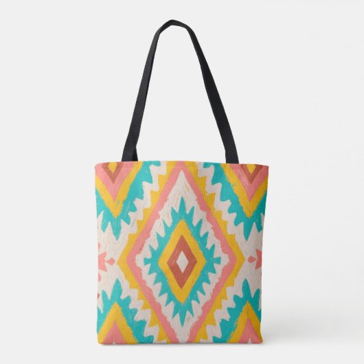 Vibrant Tribe, Bold Geometric Boho Pattern Tasche (Rückseite)